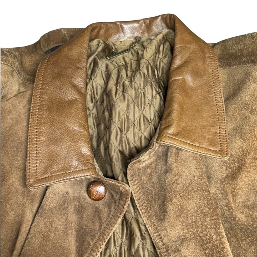 Men's Brown Suede Field Jacket - Classic Leather Collar - Picture 3 of 10